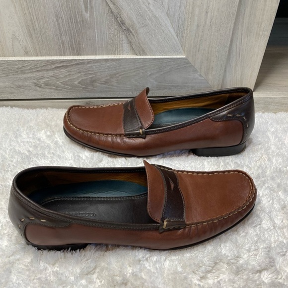 -Vintage H.S. Trask Classic Brown Tan Two Tone Leather Slip On Penny Loaf… - Picture 7 of 12